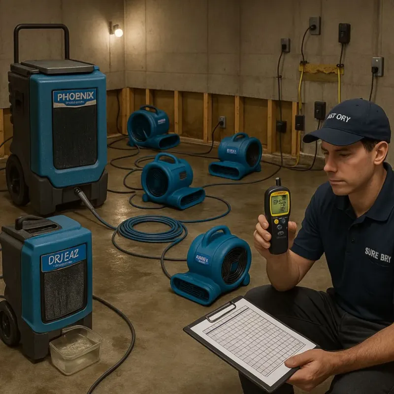 Structural Drying and Dehumidification process in Mountain House, CA